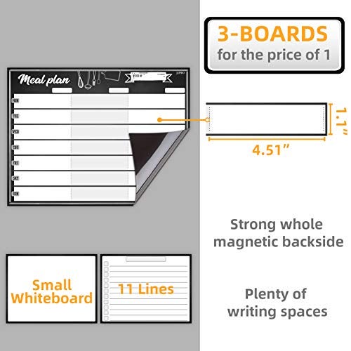 JJPRO Magnetic Dry Erase Meal Planning Whiteboard for Refrigerator-One 14.5x11 Weekly Menu Board and Two Notes Whiteboard for Kitchen Fridge-Refrigerator Organizer with Meal Planner Boards - Image 5