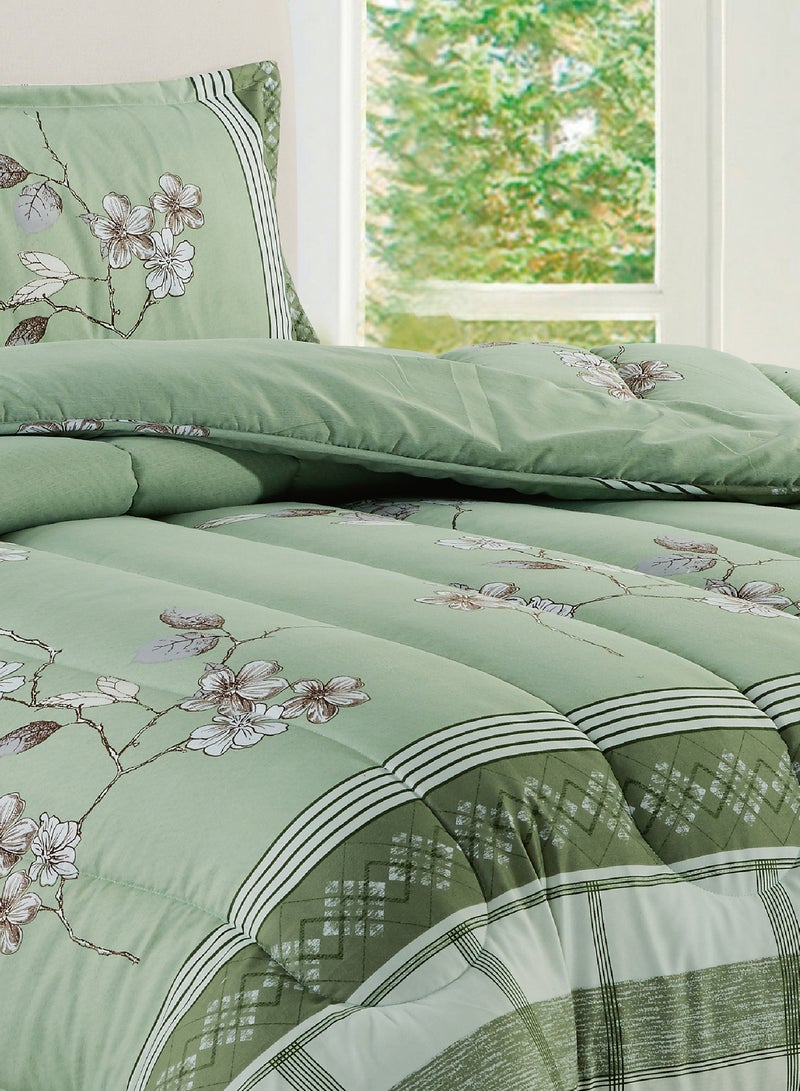 Moon Bed In A Bag Medium Filling King Size Comforter Set, 10 Pcs Floral Bedding Set Size 220 X 240 Cm with Comforter, Quilted Bed Skirt, Pillowcases, Cushion & Bedroom Slipper, Multicolor  - Image 4