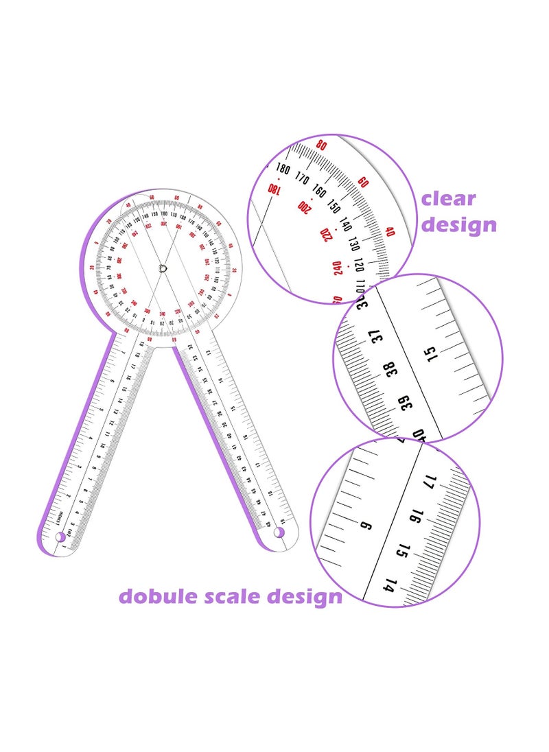 Generic Transparent Goniometer, 12 Inch Orthopedic Angle Ruler Plastic Goniometer 360 Degree for Body Measuring Tape Goniometer Protractor Ruler  - Image 5