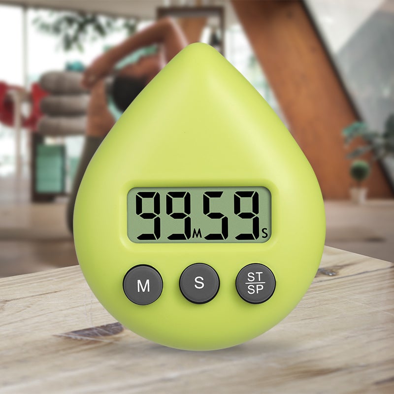 New water drop electronic timer timer reminder student learning Cartoon creative timer(Yellow Green) - Image 1