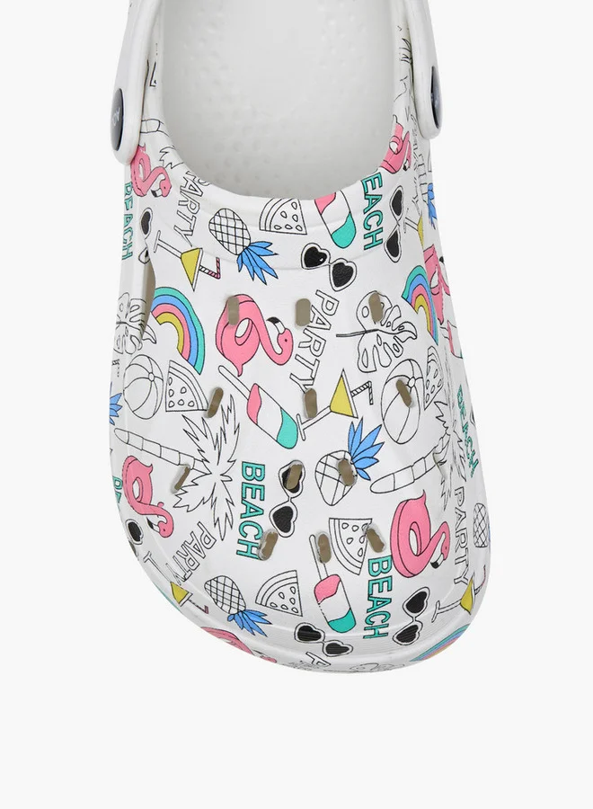 Aqua Graphic Print Clogs with Backstrap