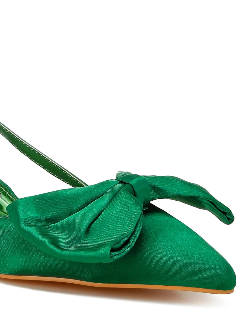 London Rag Satin Bow Slingback Sandals in Green