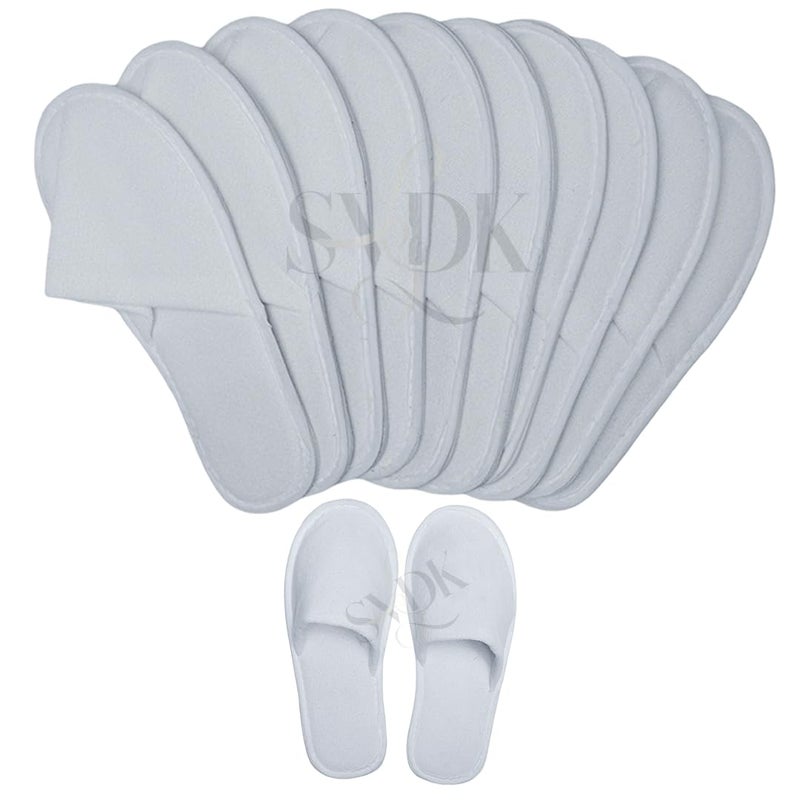 SVDK White Disposable Cotton Slippers Closed Toe Hotel Salons Spa Slippers for Men and Women - Image 1