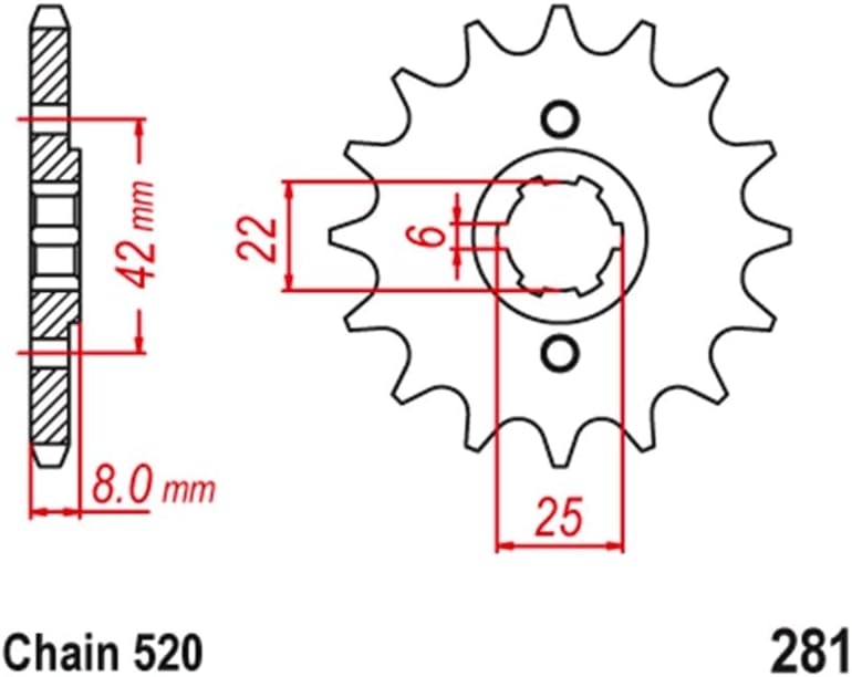 Wivplex 520 Motorcycle Front Sprocket 14T - Image 2