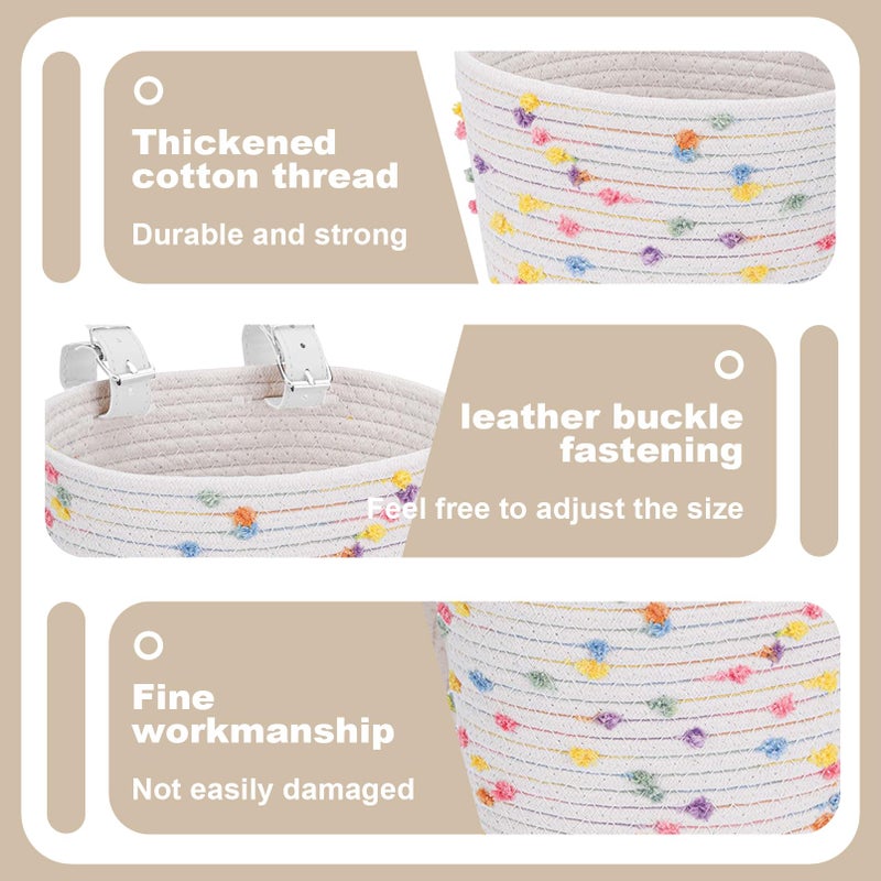Relwears Kids Bike Basket Cotton Rope Woven Front Bicycle Basket for Boys Girls Bike Basket Kids Front Handlebar Basket for Scooter,Balance Bikes - Image 5