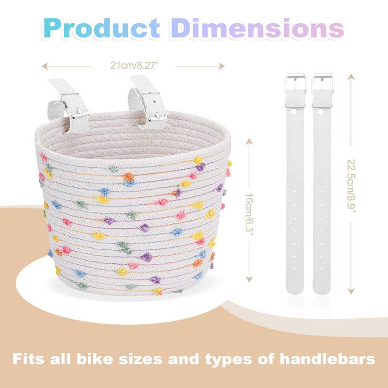 Relwears Kids Bike Basket Cotton Rope Woven Front Bicycle Basket for Boys Girls Bike Basket Kids Front Handlebar Basket for Scooter,Balance Bikes - Image 2