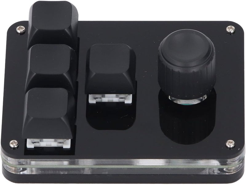 Mini Mechanical Keyboard, 4 Key 1 Knob Blue Switch RGB LED Programmable Macro Keypad with USB C Cable and Onboard Memory for Office Gaming Lab - Image 1