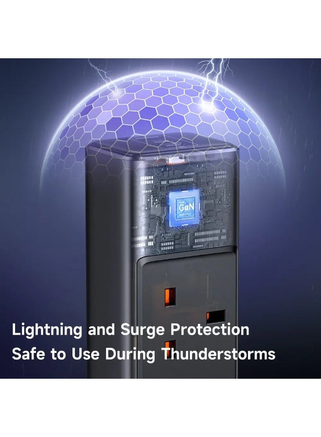 مكدودو توصيلة كهربائية ماكدودو 6 في 1 بتقنية GaN بقوة 30 واط، 3 منافذ AC، منفذين Type-C ومنفذ USB-A، كابل 1.5 متر، حماية من التموجات والتيار الزائد، محطة شحن سريع للمنزل والمكتب - Image 3