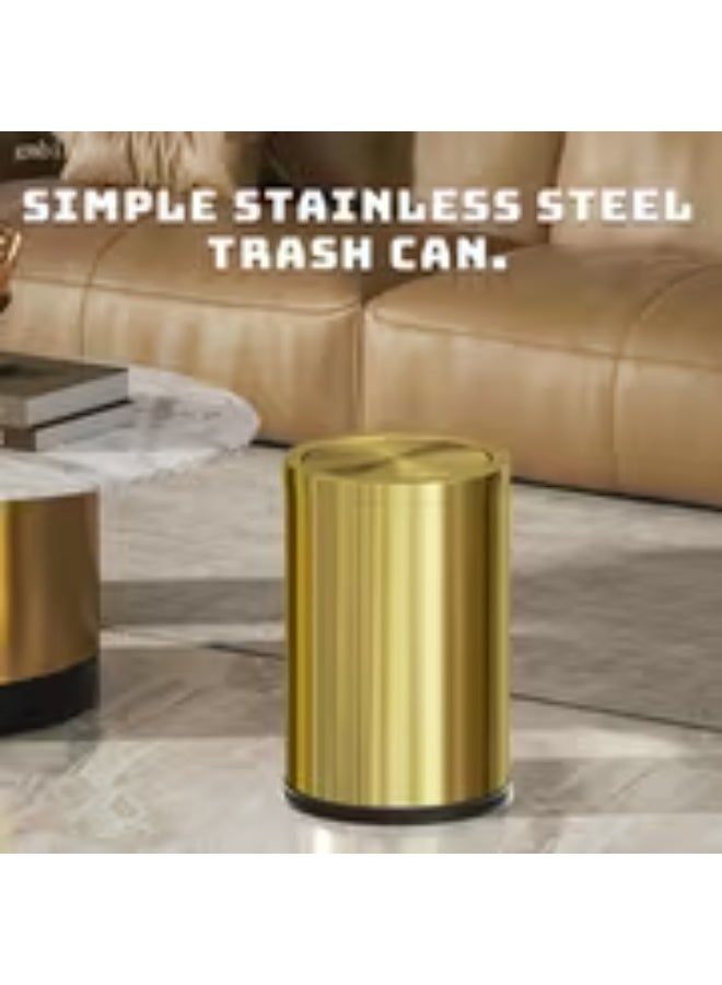 erorex Stainless Steel Lid Trash Can for Home Living Room Kitchen with Lid Flip-Top Light Luxury Bathroom Toilet High-End Golden Glow Excellent Silent Flip-Top Sealed Design Clean Hygienic Isolates Odors and Bacteria, Home Waste Bin, Odor - Image 3