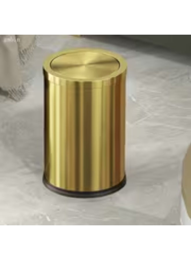 erorex Stainless Steel Lid Trash Can for Home Living Room Kitchen with Lid Flip-Top Light Luxury Bathroom Toilet High-End Golden Glow Excellent Silent Flip-Top Sealed Design Clean Hygienic Isolates Odors and Bacteria, Home Waste Bin, Odor - Image 1