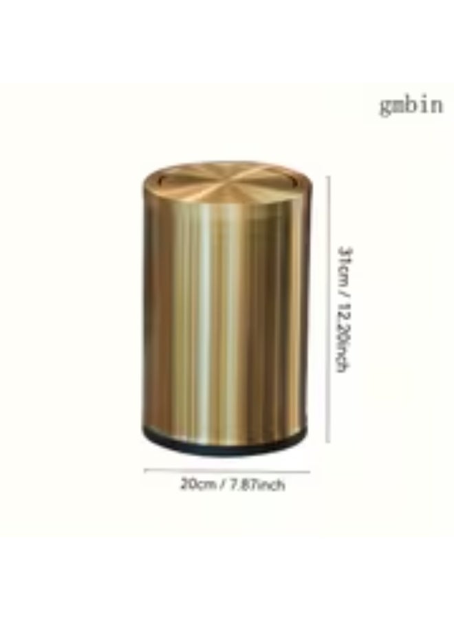 erorex Stainless Steel Lid Trash Can for Home Living Room Kitchen with Lid Flip-Top Light Luxury Bathroom Toilet High-End Golden Glow Excellent Silent Flip-Top Sealed Design Clean Hygienic Isolates Odors and Bacteria, Home Waste Bin, Odor - Image 2