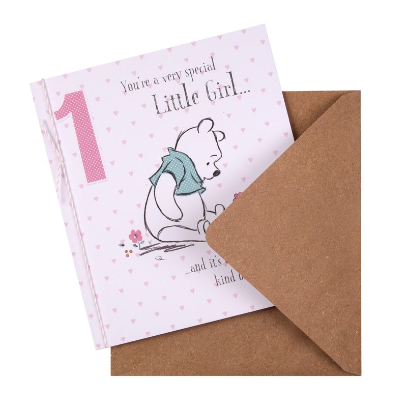 Hallmark Age 1 Birthday Card for Little Girl - Winnie-The-Pooh Design - Image 2