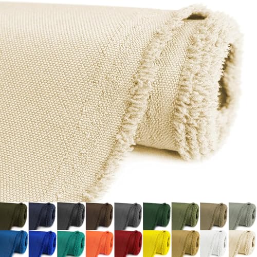 Konelia Waterproof Canvas Fabric by The Yard 58inch 600D Upholstery Material Polyester Fabric Outdoor Water Resistant Fabric for Sewing Chair Patio Cushion Purse Bag Interior, Pre Cut 3 Yard Ivory - Image 1