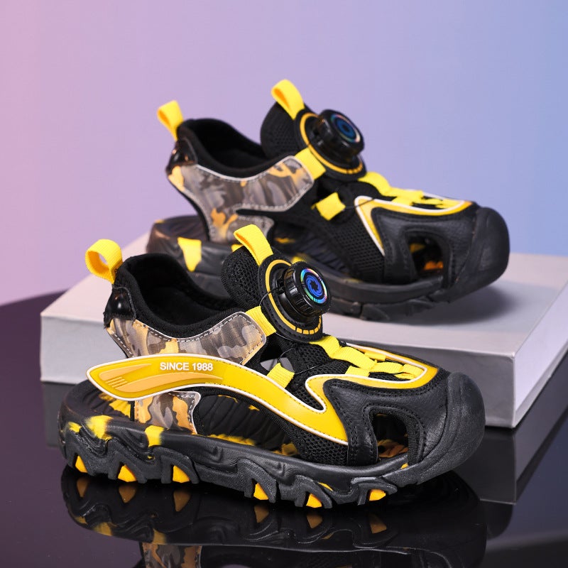 Boys Sandals Summer 2025 Soft Sole Wear-Resistant Rotating Buckle Baotou Sports Sandals Children'S Beach Shoes - Image 3