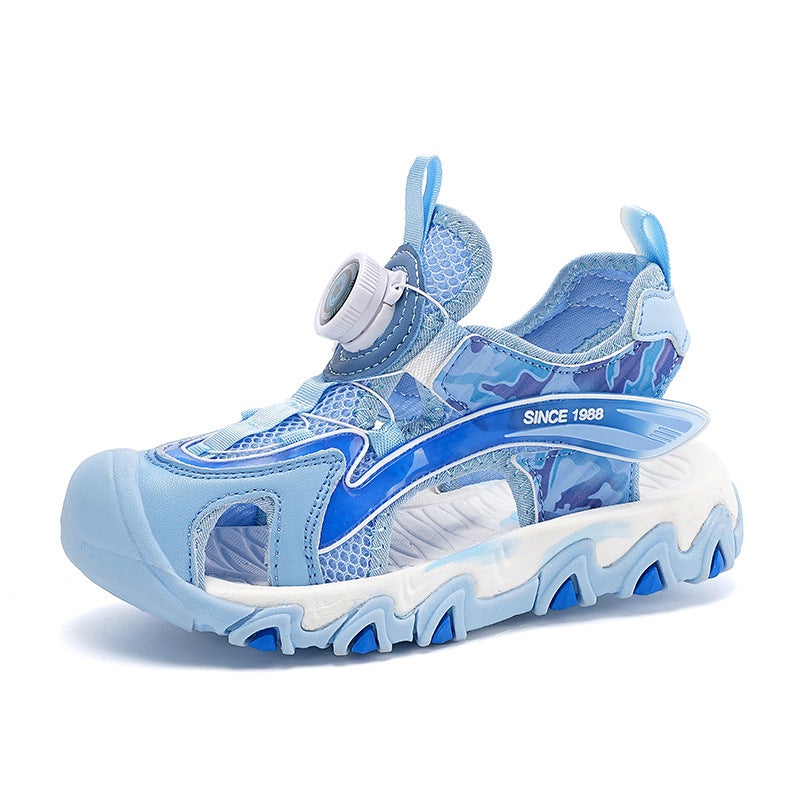 Boys Sandals Summer 2025 Soft Sole Wear-Resistant Rotating Buckle Baotou Sports Sandals Children'S Beach Shoes - Image 1