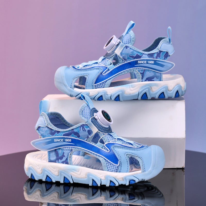 Boys Sandals Summer 2025 Soft Sole Wear-Resistant Rotating Buckle Baotou Sports Sandals Children'S Beach Shoes - Image 2