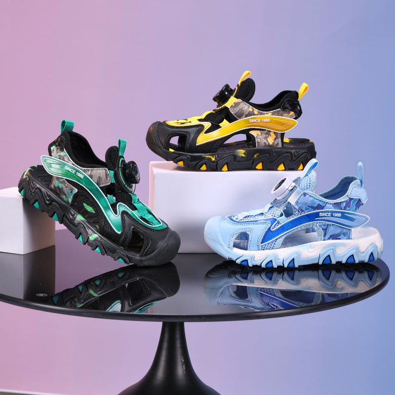 Boys Sandals Summer 2025 Soft Sole Wear-Resistant Rotating Buckle Baotou Sports Sandals Children'S Beach Shoes - Image 5