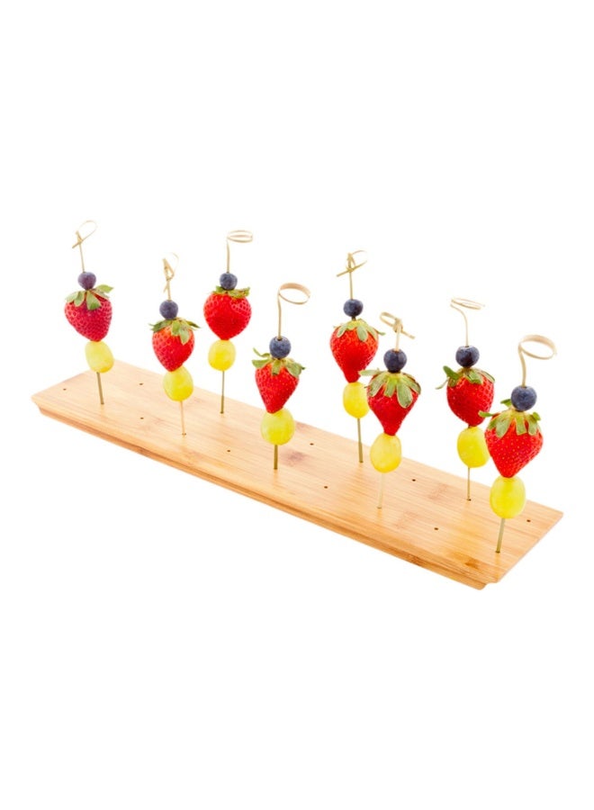 Restaurantware 16.5 x 3.8 x 1 Inch Pick Stand, 1 Sturdy Skewer Holder - With 20 Slots, Sustainable, Bamboo Pick Holder, For Buffets, Banquets, Or Catering Events, Party Supplies - Image 2
