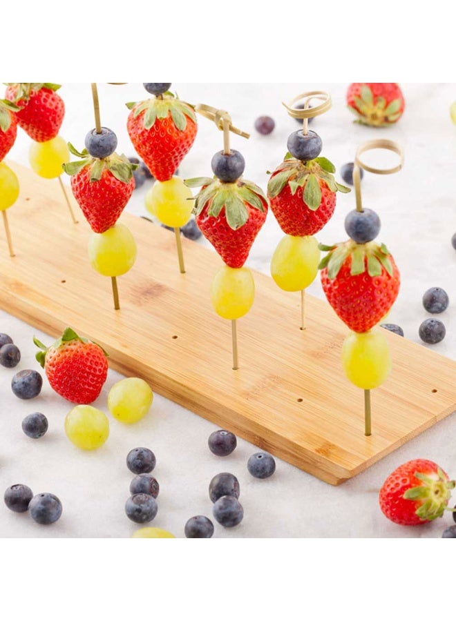 Restaurantware 16.5 x 3.8 x 1 Inch Pick Stand, 1 Sturdy Skewer Holder - With 20 Slots, Sustainable, Bamboo Pick Holder, For Buffets, Banquets, Or Catering Events, Party Supplies - Image 3