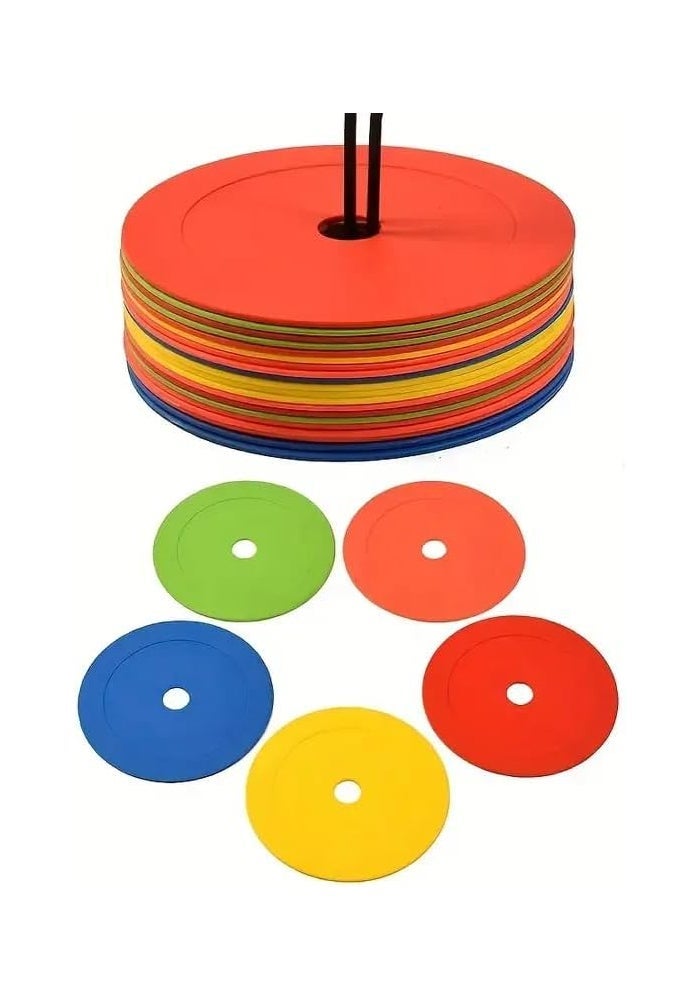 Latex Training Cones - Set of 50 Multi-Colour Flat Disc Spot Markers for Sports and Agility Training - Image 1