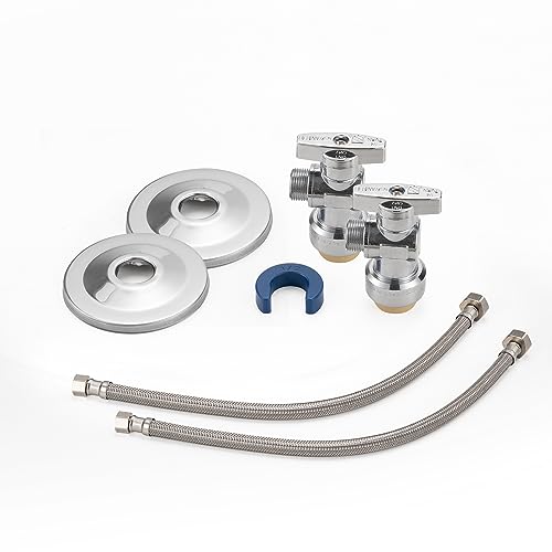 WMAXPFIT(2 Pack) 16 Inch Faucet Water Supply Line 3/8 Inch Female Comp. x 1/2 Inch FIP, Faucet Flexible Water Connector Hose, Stainless Steel Braided Water Supply Line (16 INCHES ANGLE KIT) - Image 1