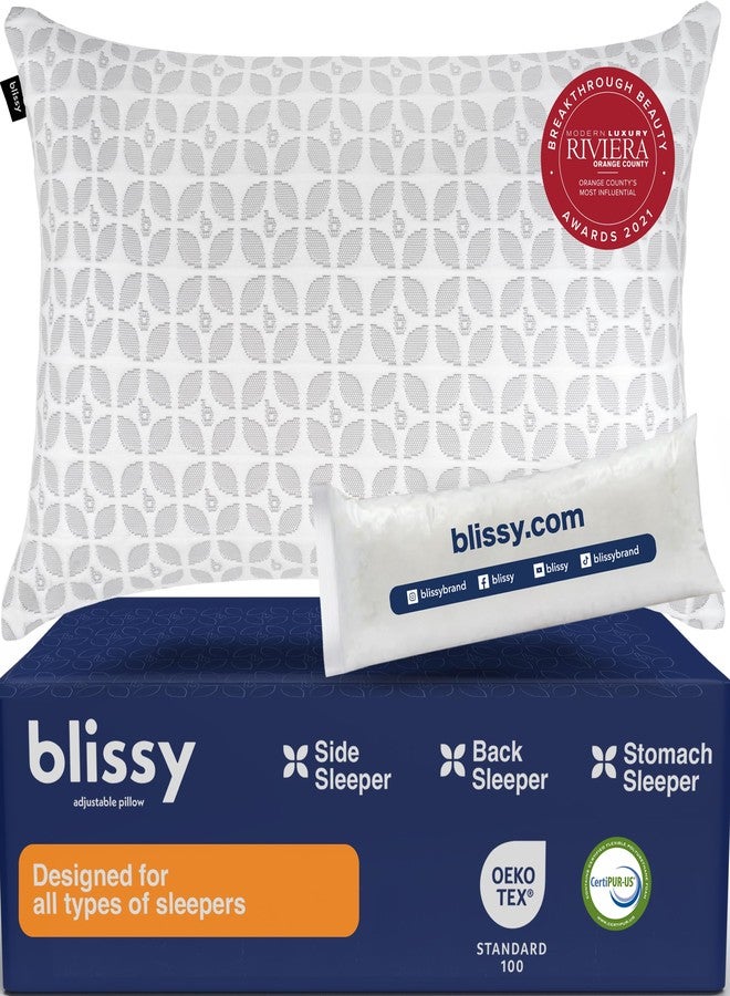BLISSY Adjustable Memory Foam Pillow with Cooling Technology (Queen Size) - Oeko-TEX & CertiPUR-US - Image 1