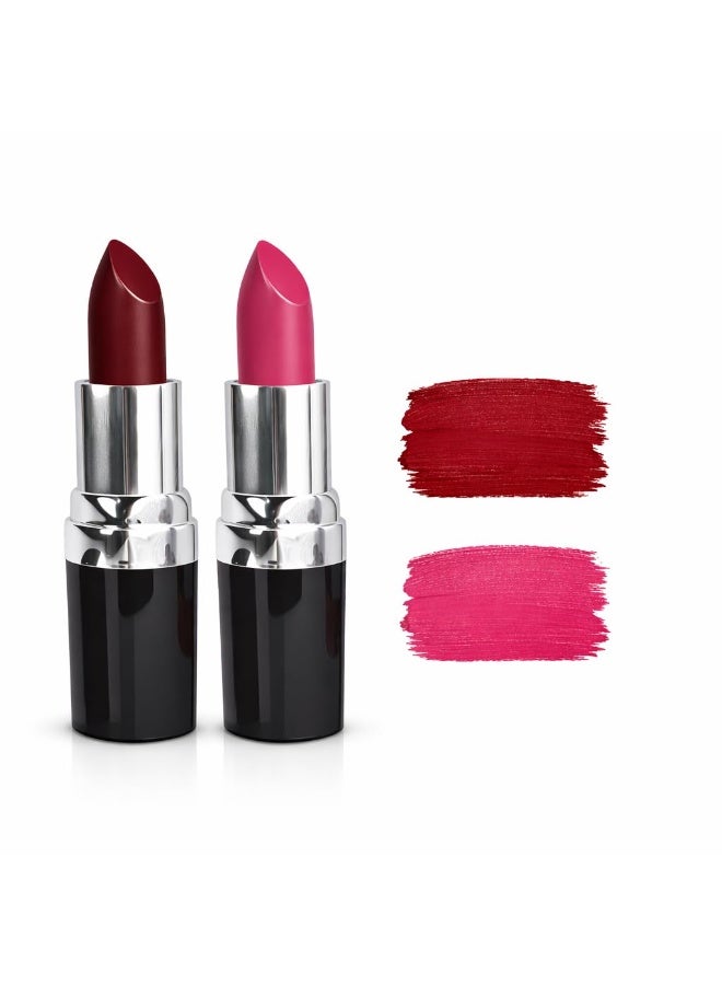 Barva Natural & Moisturising Lipsticks made using Clarified Butter, Kokum butter and Mineral Colours, 4.3g (Pack of 2) (Burgundy 206 & Fuchsia 336) - Image 1