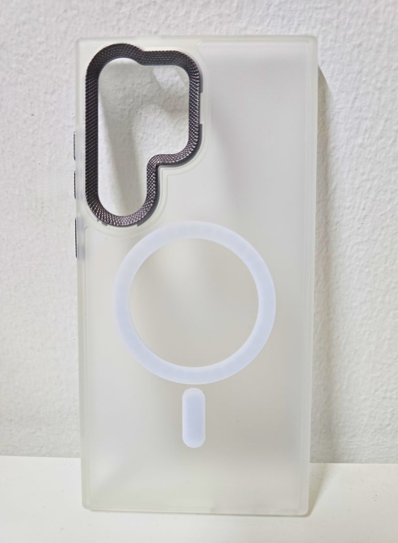 جراب مغناطيسي لهاتف Samsung Galaxy S24 Ultra 5G متوافق مع MagSafe، غطاء هاتف واقٍ مقاوم للصدمات، ظهر من مادة البولي كربونات غير المصفر باللون الأبيض الحليبي (Blur) - Image 5