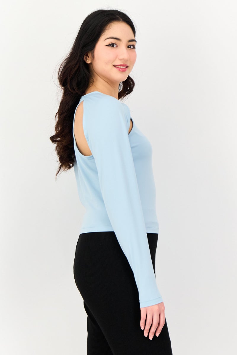 Nike Women Sportswear Fit Long Sleeve Training Top, Light Blue - Image 2