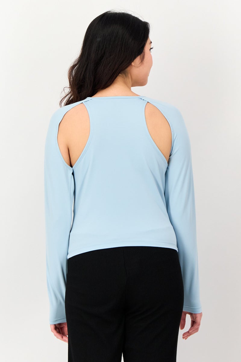 Nike Women Sportswear Fit Long Sleeve Training Top, Light Blue - Image 3