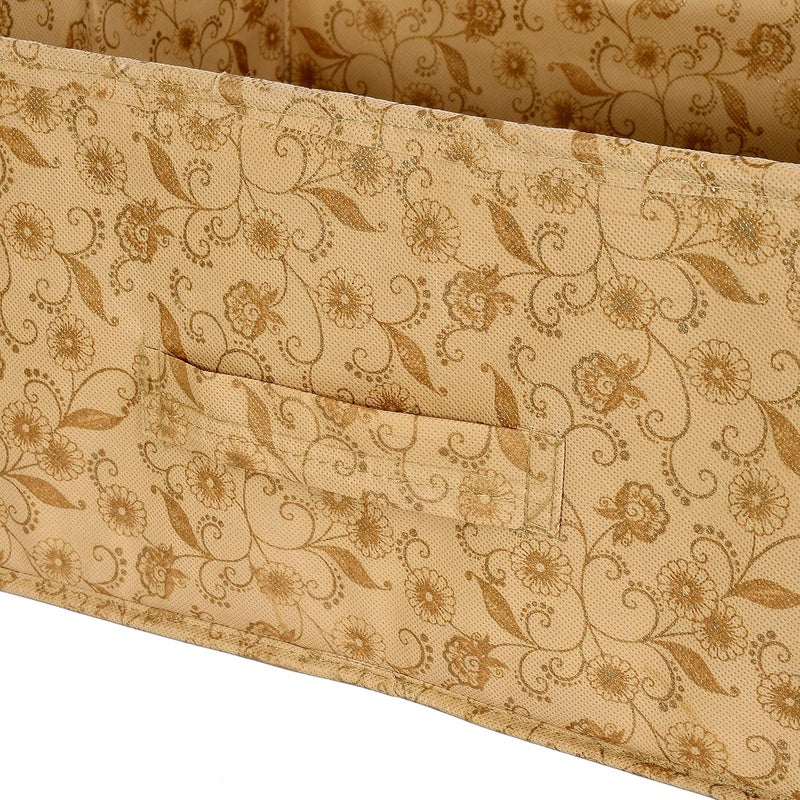 Kuber Industries Kuber Industries Metalic Floral Print Non Woven Fabric 5Replacement Drawer Storage and Cloth Organizer Unit for Closet BeigeKUBMART3486  - Image 5