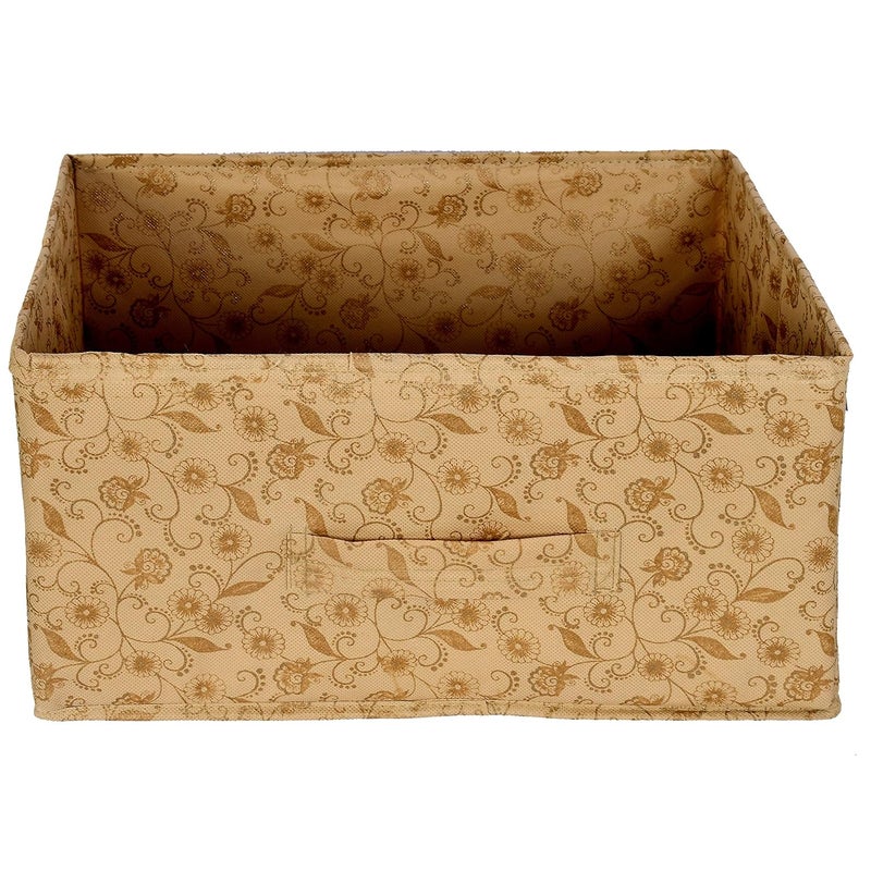 Kuber Industries Kuber Industries Metalic Floral Print Non Woven Fabric 5Replacement Drawer Storage and Cloth Organizer Unit for Closet BeigeKUBMART3486  - Image 4