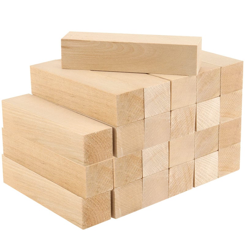 JAPCHET 12 Pieces 6 x 2 x 2 Inch Basswood Carving Blocks Natural Unfinished Blocks for Carving Crafting and Whittling