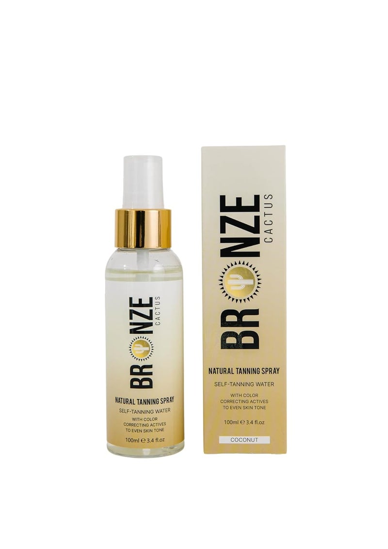 Hydrating Self Tanning Water Spray Coconut Scent Dermatologically Tested VeganFriendly Tan Water ParabenFree Natural Looking Tan Evens Out Skin Tone All Skin Types 34 floz