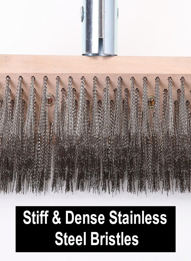 MAXMAN Floor Scrubber,Deck Brush,Stainless Steel Floor Scrub Brush with Long Handle, 63" Heavy Duty Outdoor Push Broom, Moss Remover, Scratch Brush for Scrubbing Concrete, Patio, Garden, Garage - Image 5