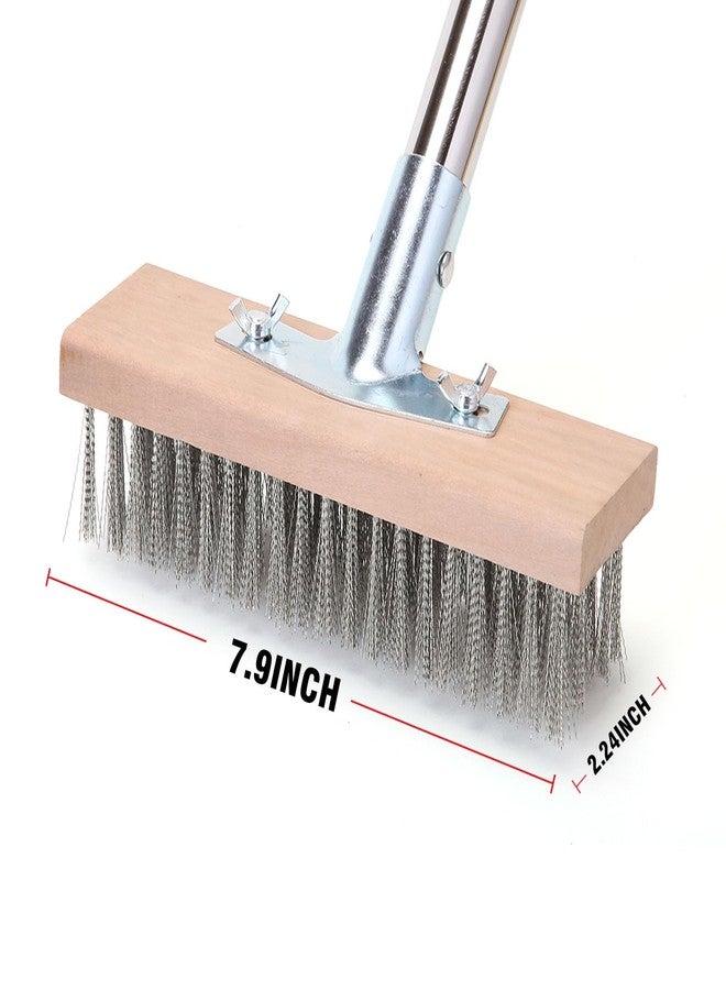 MAXMAN Floor Scrubber,Deck Brush,Stainless Steel Floor Scrub Brush with Long Handle, 63" Heavy Duty Outdoor Push Broom, Moss Remover, Scratch Brush for Scrubbing Concrete, Patio, Garden, Garage - Image 4