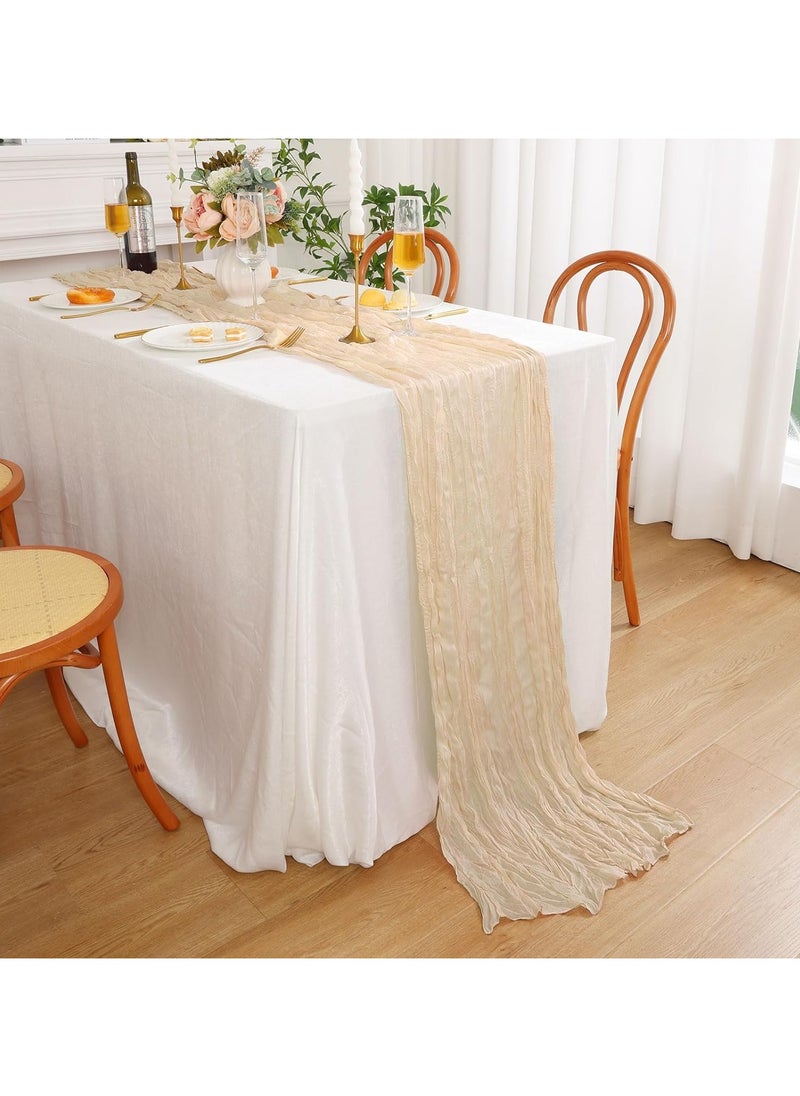 YIM-VIBEHAUS - Cheesecloth Table Runner, 90 x 400 cm Boho Gauze Table Decor, Translucent Tablecloth for Wedding Reception Bridal Shower Party Decoration Table Centerpiece - Image 1