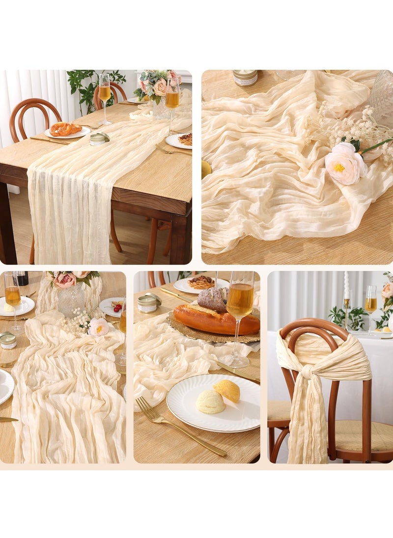 YIM-VIBEHAUS - Cheesecloth Table Runner, 90 x 400 cm Boho Gauze Table Decor, Translucent Tablecloth for Wedding Reception Bridal Shower Party Decoration Table Centerpiece - Image 1