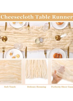 YIM-VIBEHAUS Cheesecloth Table Runner, 90 x 400 cm Boho Gauze Table Decor, Translucent Tablecloth for Wedding Reception Bridal Shower Party Decoration Table Centerpiece  - Image 2