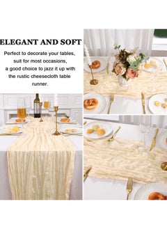 YIM-VIBEHAUS Cheesecloth Table Runner, 90 x 400 cm Boho Gauze Table Decor, Translucent Tablecloth for Wedding Reception Bridal Shower Party Decoration Table Centerpiece  - Image 5