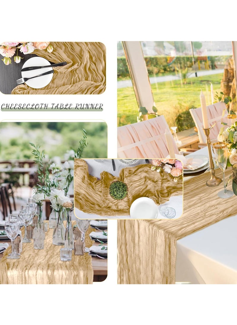 YIM-VIBEHAUS - Cheesecloth Table Runner, 90 x 400 cm Boho Gauze Table Decor, Translucent Tablecloth for Wedding Reception Bridal Shower Party Decoration Table Centerpiece - Image 1