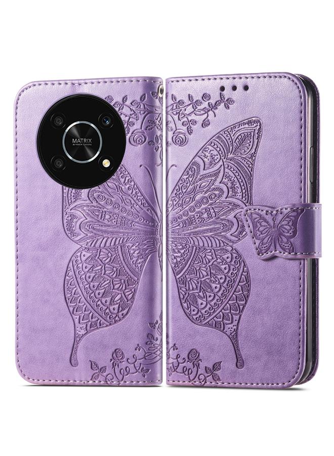 زبون جراب لهاتف Huawei nova Y90، جراب جلدي أفقي منقوش عليه زهرة حب الفراشة مع حامل / فتحة بطاقة / محفظة / حبل - Image 2