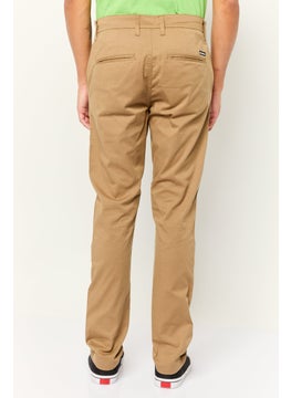 Threadbare Men Slim Fit Solid Chino Pants, Taupe Tan  - Image 2