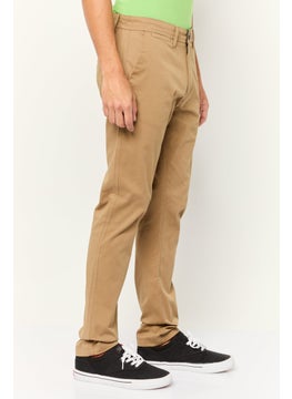Threadbare Men Slim Fit Solid Chino Pants, Taupe Tan  - Image 4