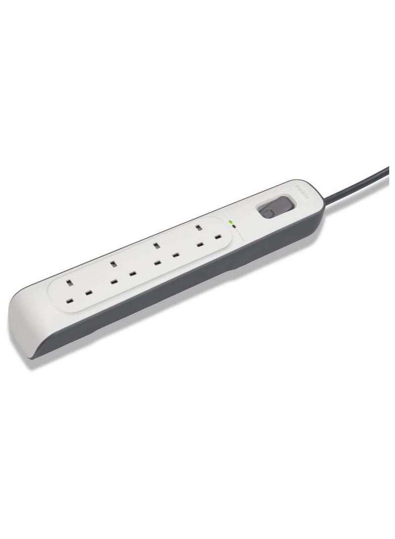 Belking Belkin Bsv400Af2M 4-Way Surge Protection Strip With 2 Meters Cord Length - Heavy Duty Electrical Extension Socket, Durable And Robust Housing, 14Awg Capacity On/Off Switch White, Meter V1 - Image 2