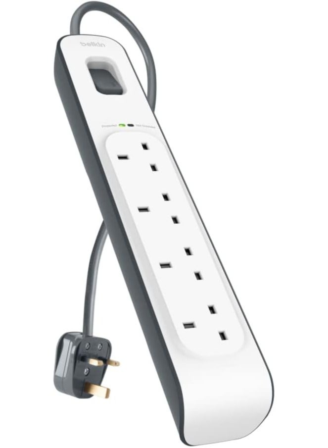 Belking Belkin Bsv400Af2M 4-Way Surge Protection Strip With 2 Meters Cord Length - Heavy Duty Electrical Extension Socket, Durable And Robust Housing, 14Awg Capacity On/Off Switch White, Meter V1 - Image 3