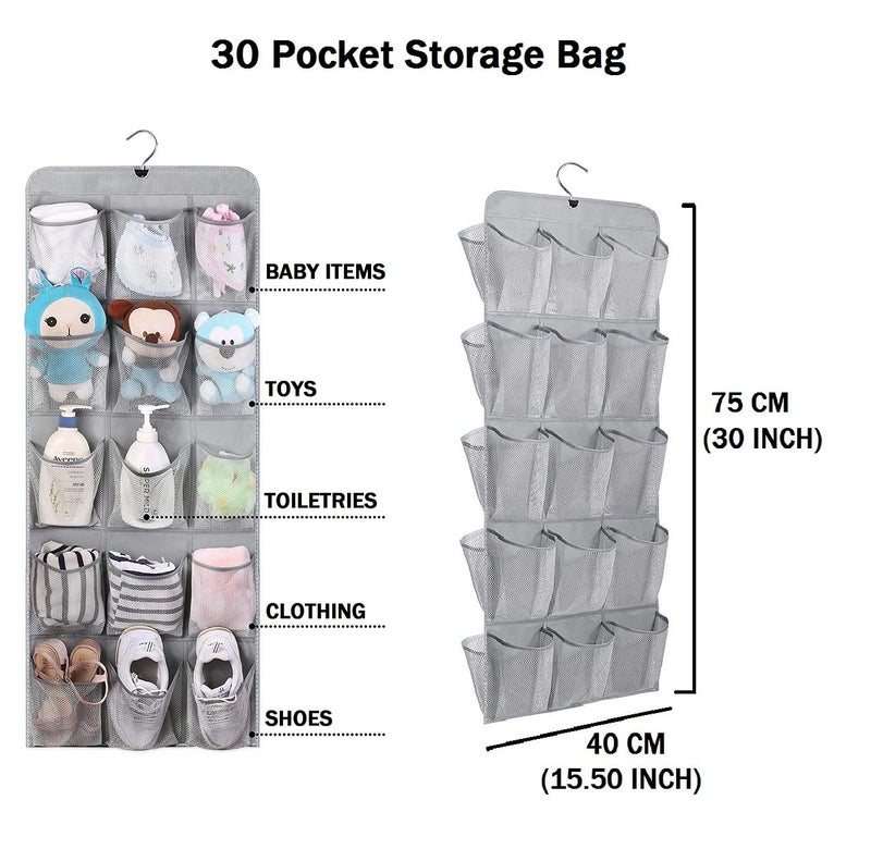 Luxula Luxula Multifunction Double Sided Space Shaving Hanging Dual Sided 30 Pocket Socks Underwear Bra Innerwear Closet Wardrobe Storage Hanger Organizer Grey 1 PCS - Image 5