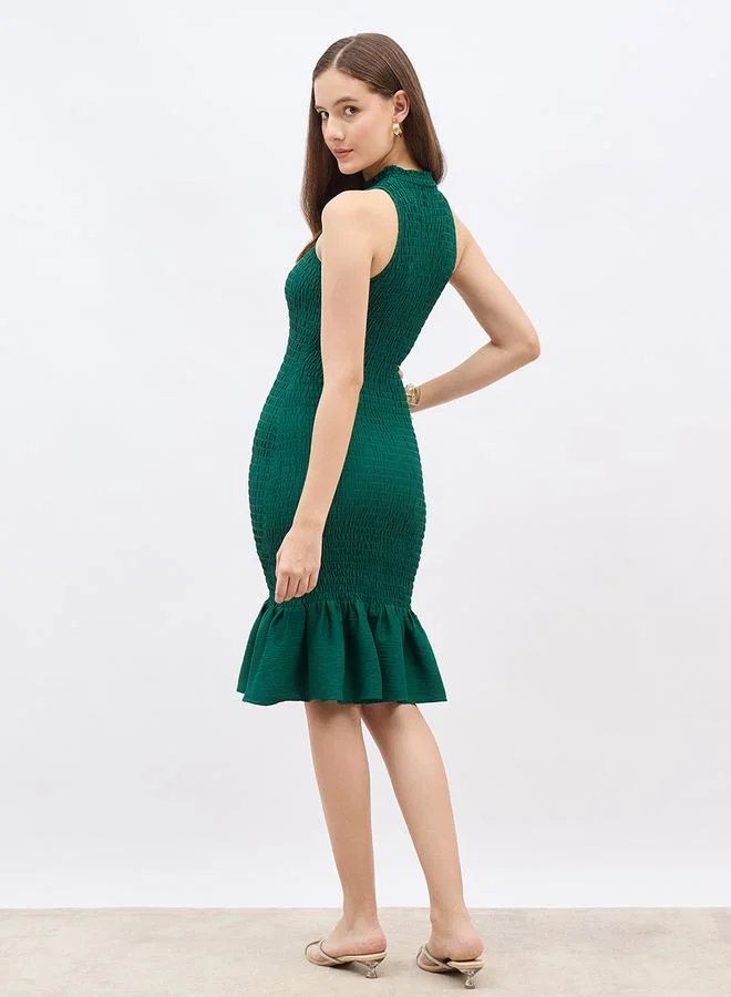 Styli Ruffled Hem Sleeveless Knee-Length Dress