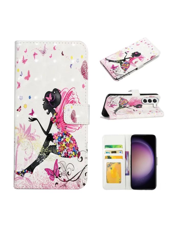 Case Cover For Samsung Galaxy S23 5G Oil Embossed 3D Drawing Leather Phone Case Flower Fairy