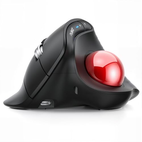 Nulea M514 Wireless Trackball Mouse - Reduce Wrist Strain with Ergonomic Vertical Design - Precision Thumb Control, Quiet Clicks, 3-Device Bluetooth & USB, Rechargeable for PC/Mac - Image 1